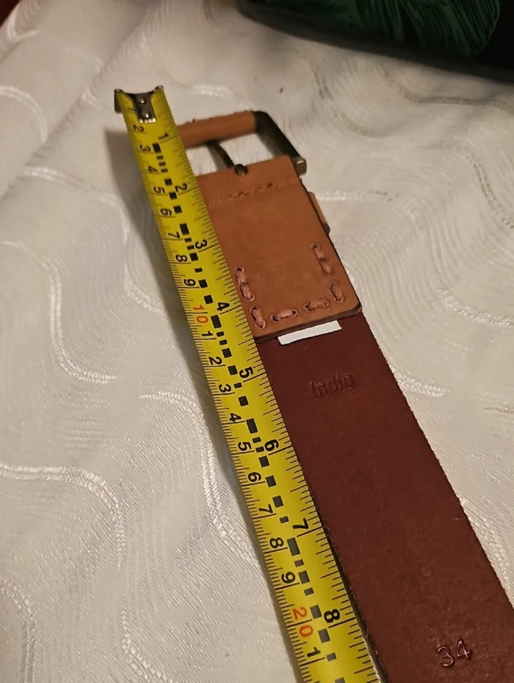 Timberland Brown Leather Belt with Brushed Metal Buckle